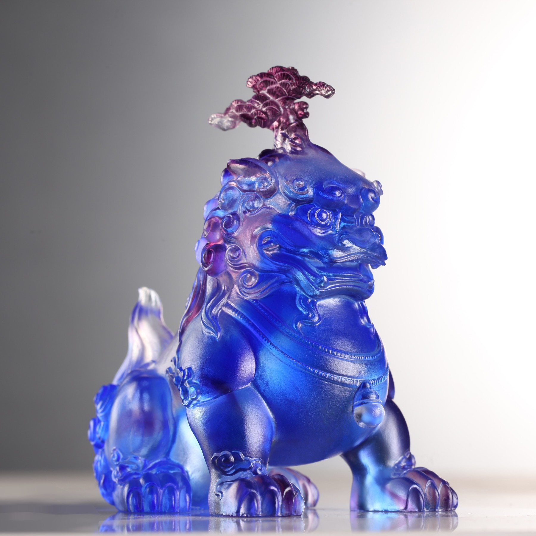 Evergreen Lion, Foo Dog with Evergreen Pine