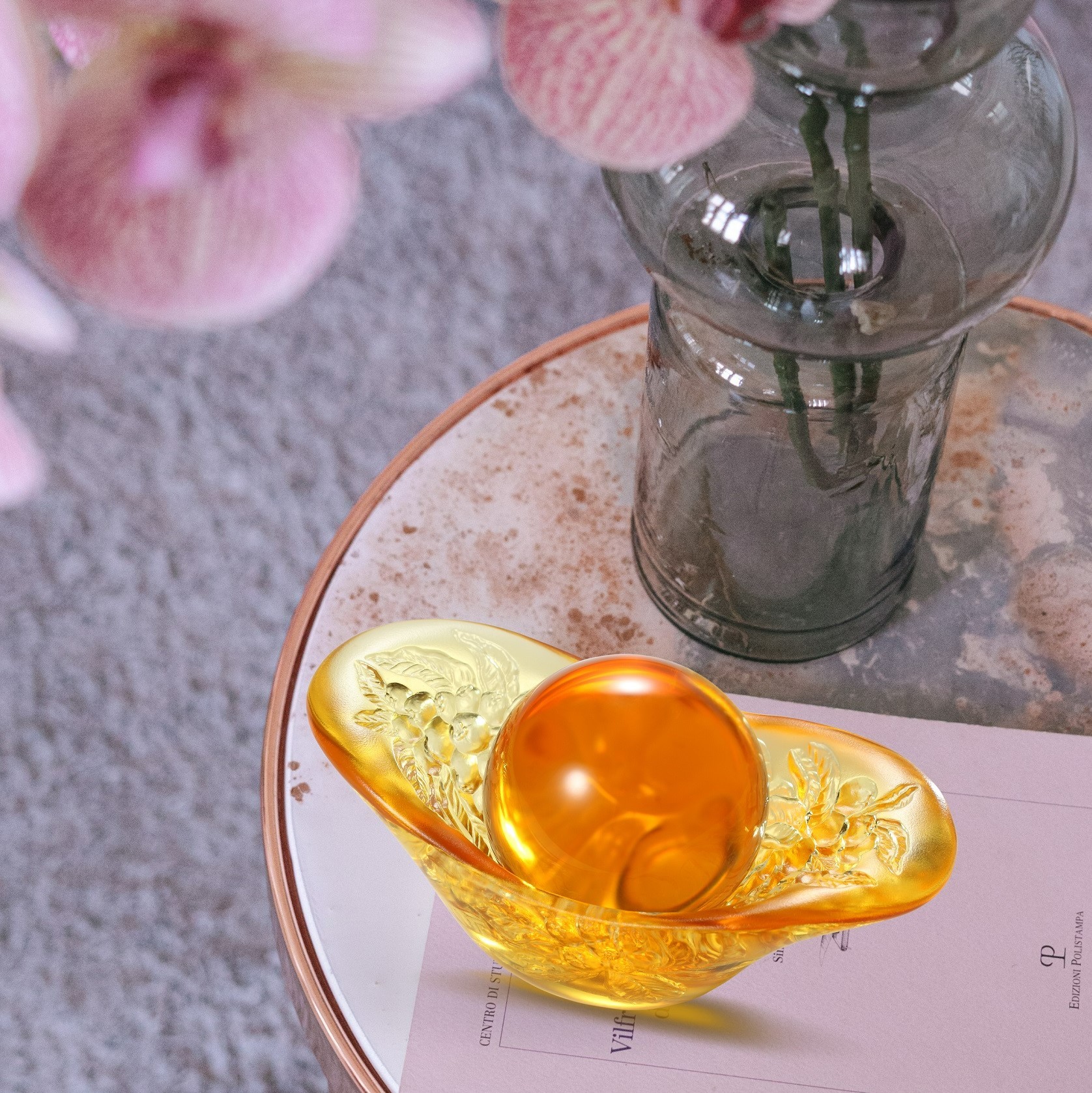 LIULI Crystal Golden Fruit