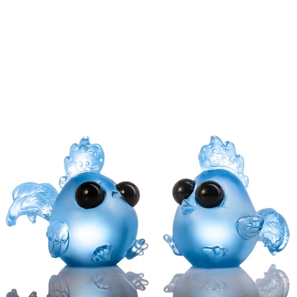 LIULI Chinese Year of the Rooster Crystal Sculpture, One and the Same-