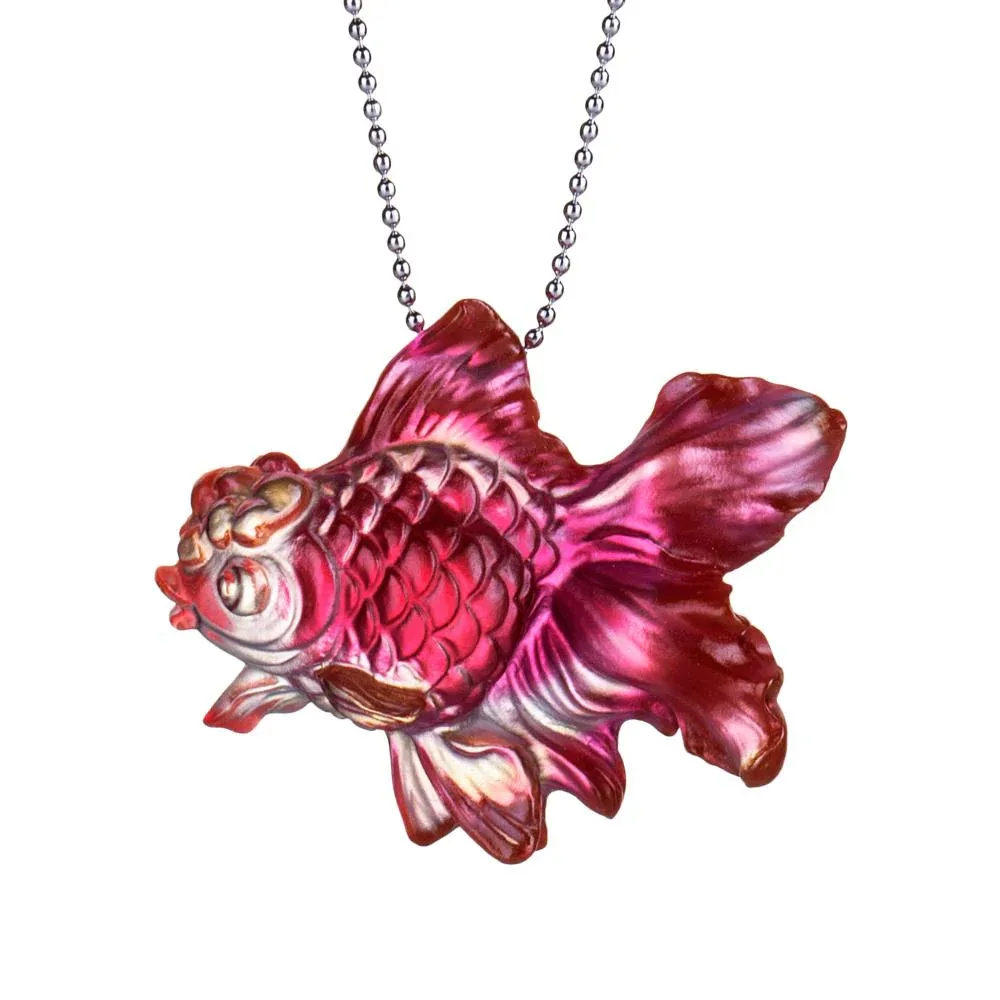 Crystal Pendant, Necklace, Goldfish, Upon the Heart 