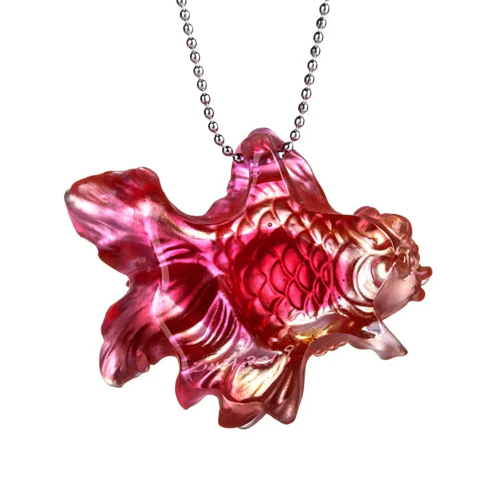 Crystal Pendant, Necklace, Goldfish, Upon the Heart 