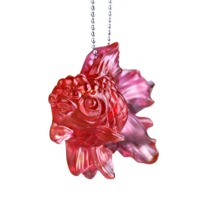 Crystal Pendant, Necklace, Goldfish, Upon the Heart 