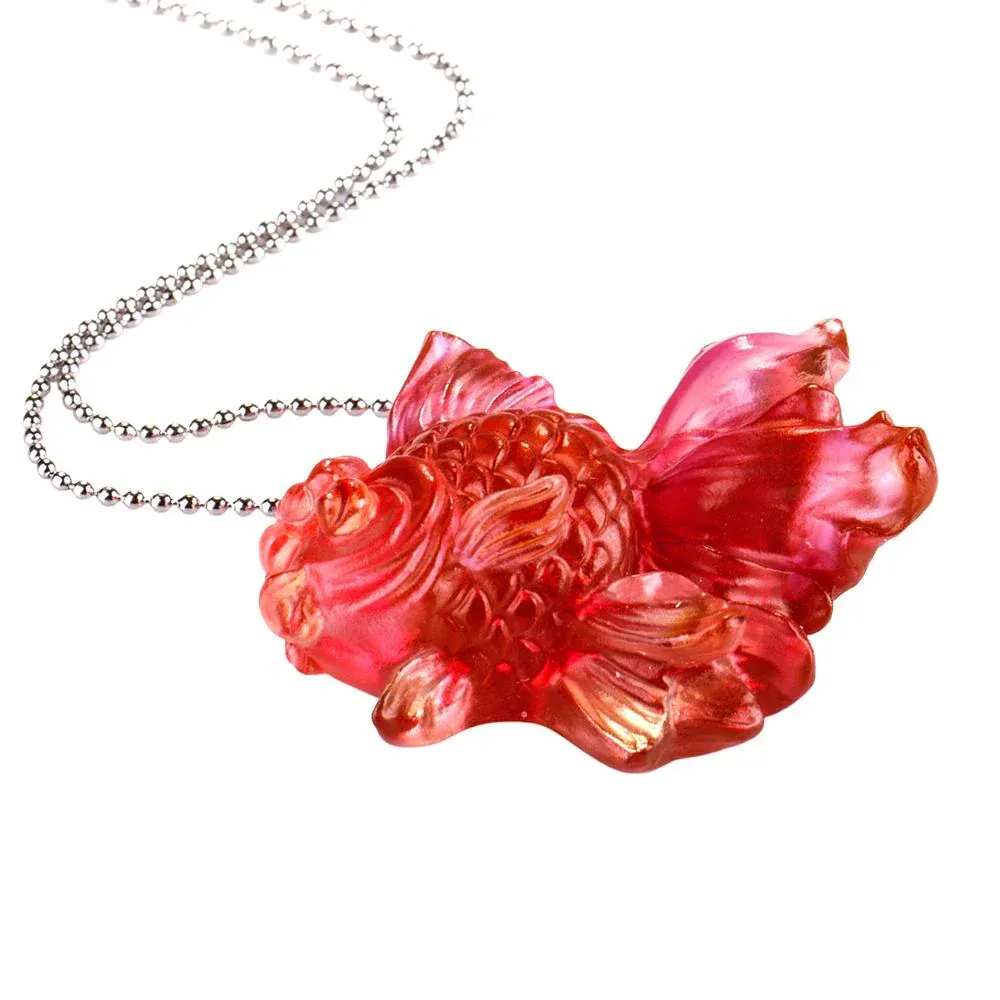 Crystal Pendant, Necklace, Goldfish, Upon the Heart 