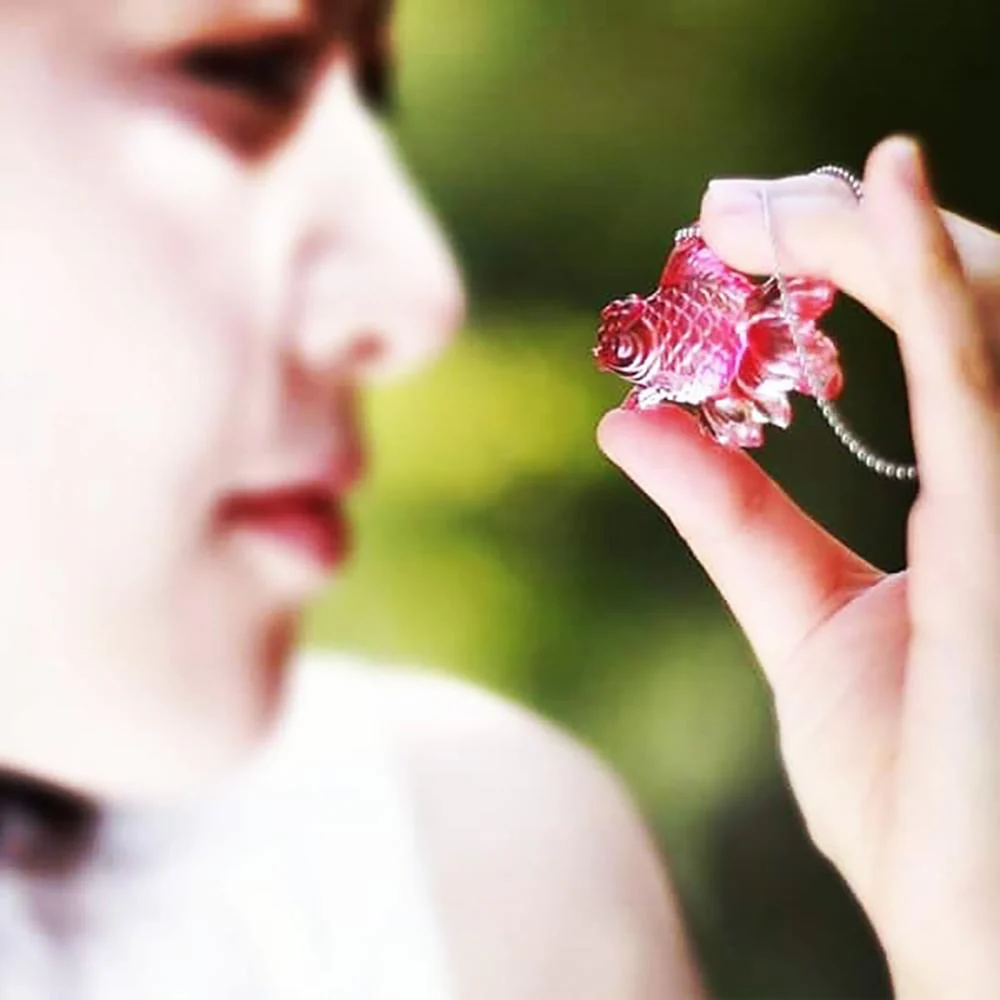 Crystal Pendant, Necklace, Goldfish, Upon the Heart 