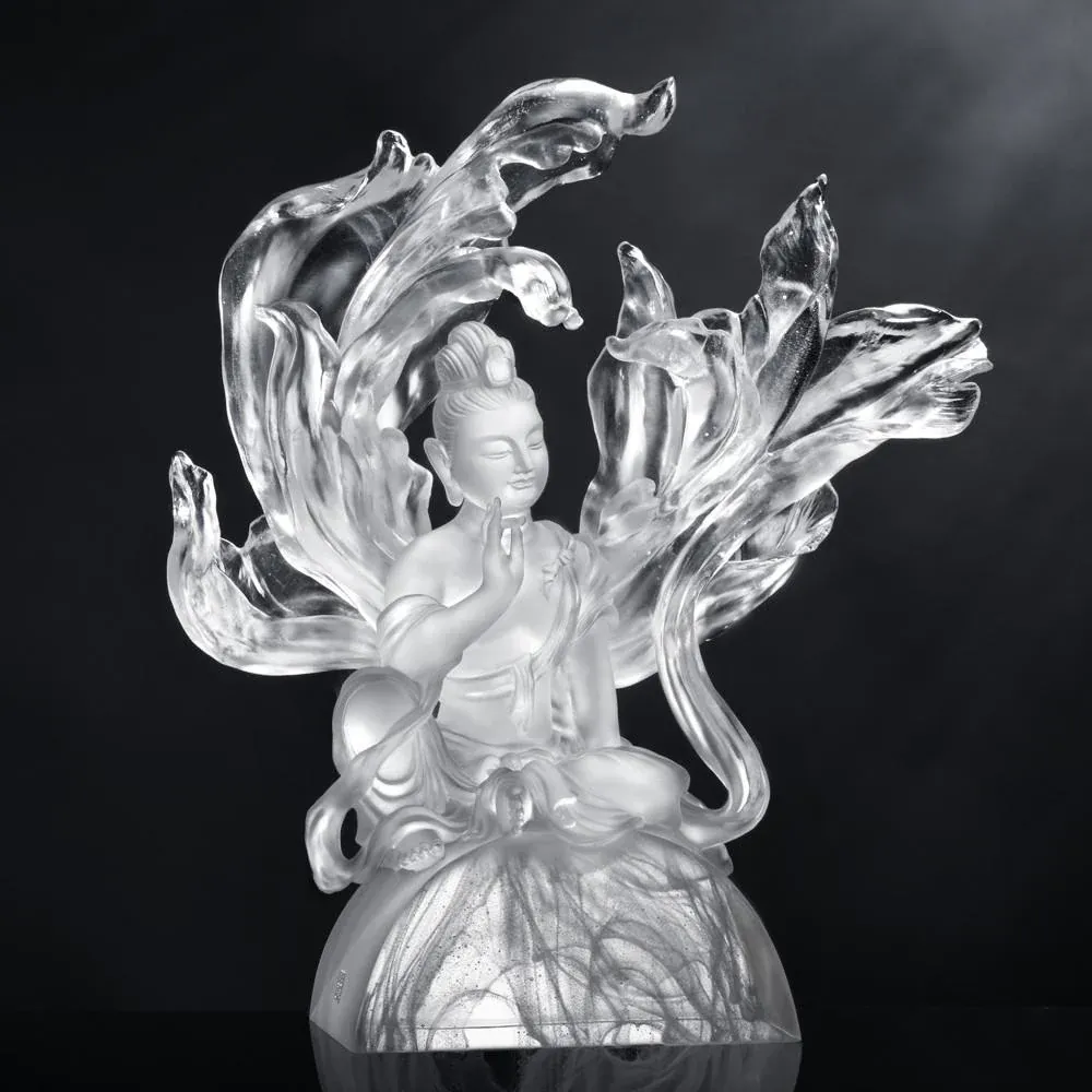 LIULI Crystal Buddha, Guanyin, Quiet Contemplation 