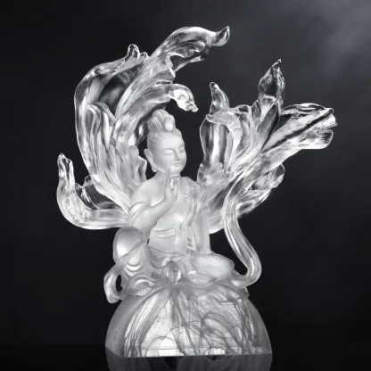 LIULI Crystal Buddha, Guanyin, Quiet Contemplation 