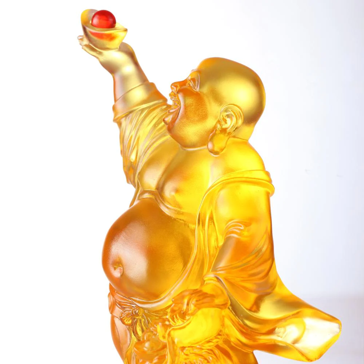 Crystal Buddha, Laughing Buddha, Golden Ingot, Joy Born From a Compassionate Heart