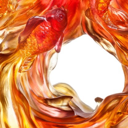 Crystal Fish, Goldfish, Rising New Era, 24k Gold Leaf