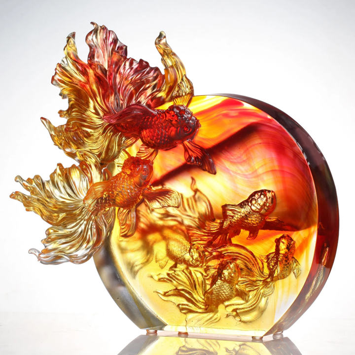 LIULI Crystal Goldfish Figurine, In Celebration