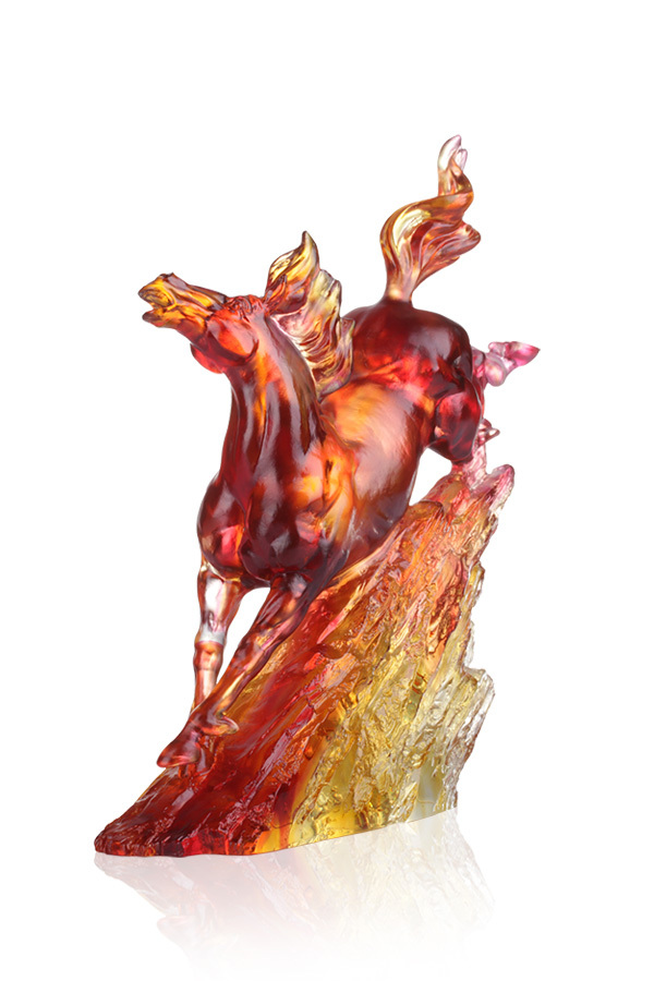 LIULI Crystal Horse, Bestride Mountain and River 