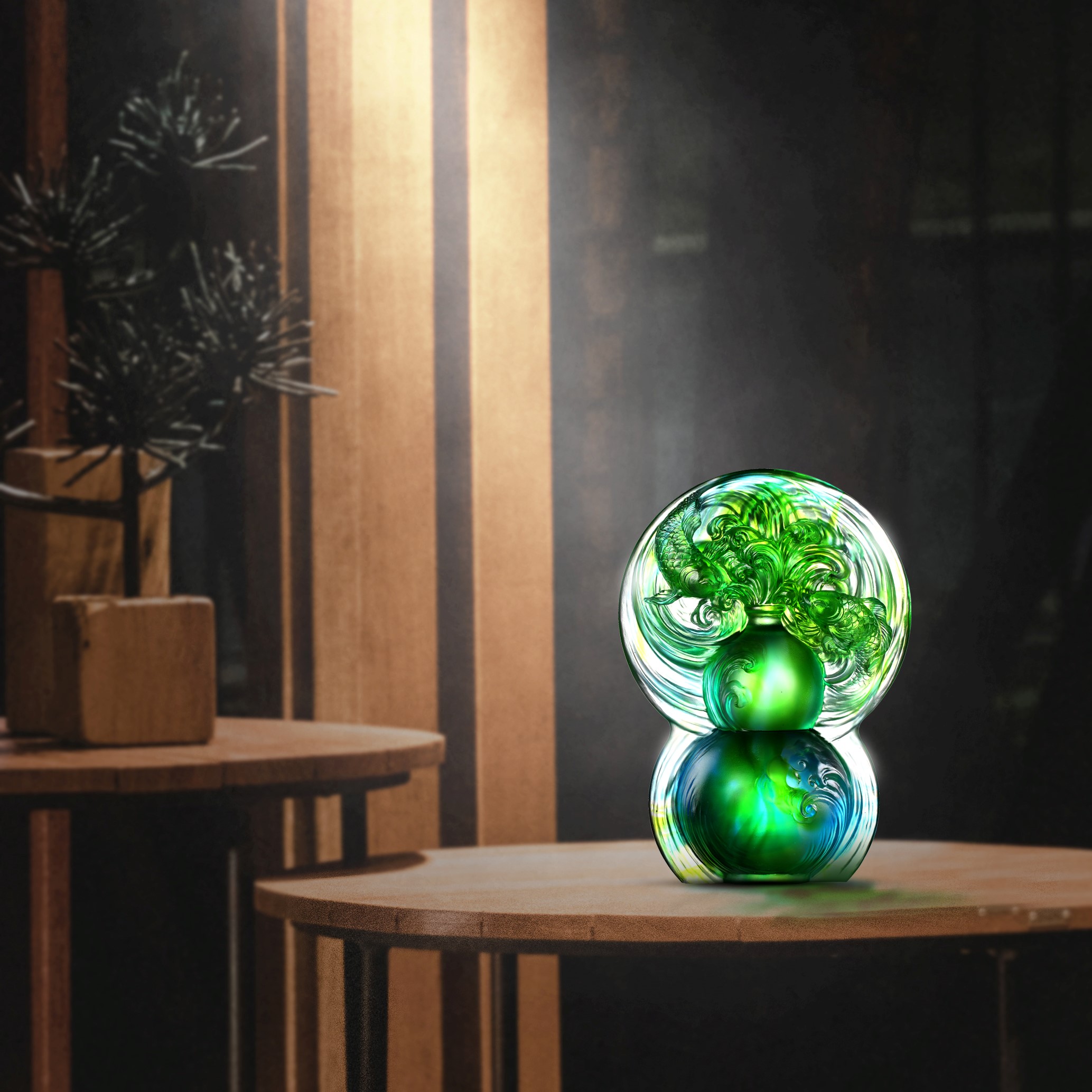 Crystal Sculpture, Hulu Gourd, Fish, Source of Abundance
