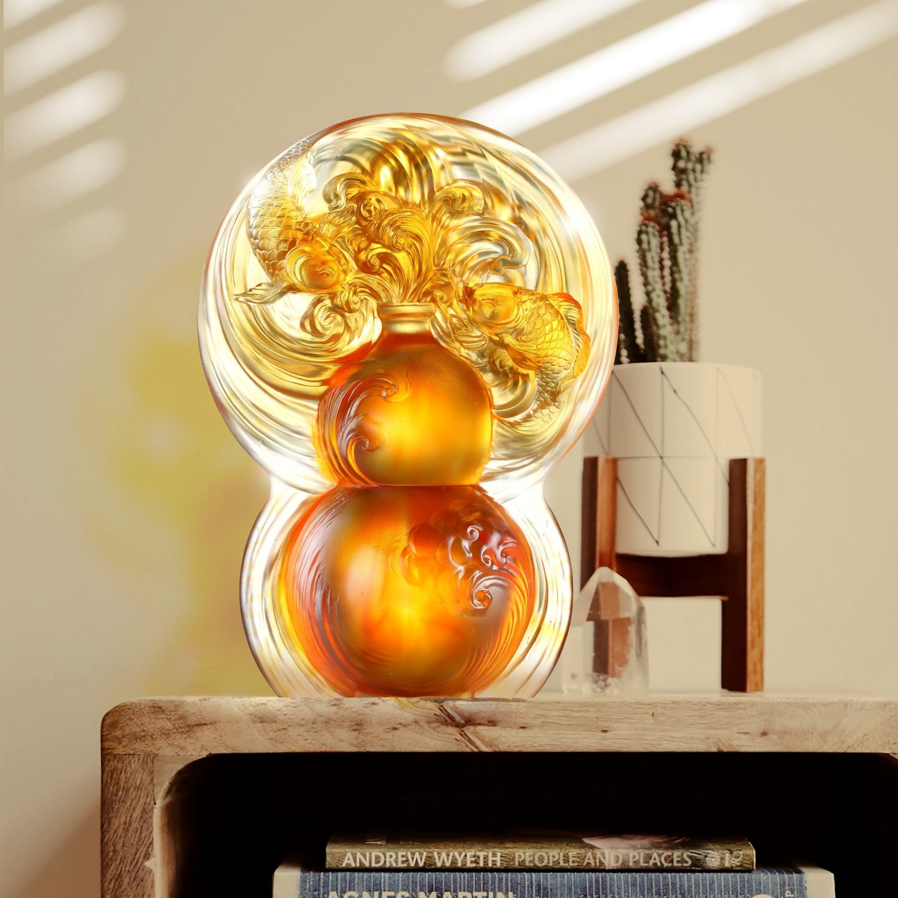 Crystal Sculpture, Hulu Gourd, Fish, Source of Abundance