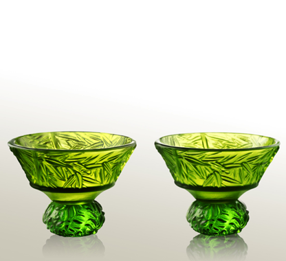 Crystal Sake Glass, Shot Glass (Set of 2), A Drink to Virtue, Virtuous Bamboo