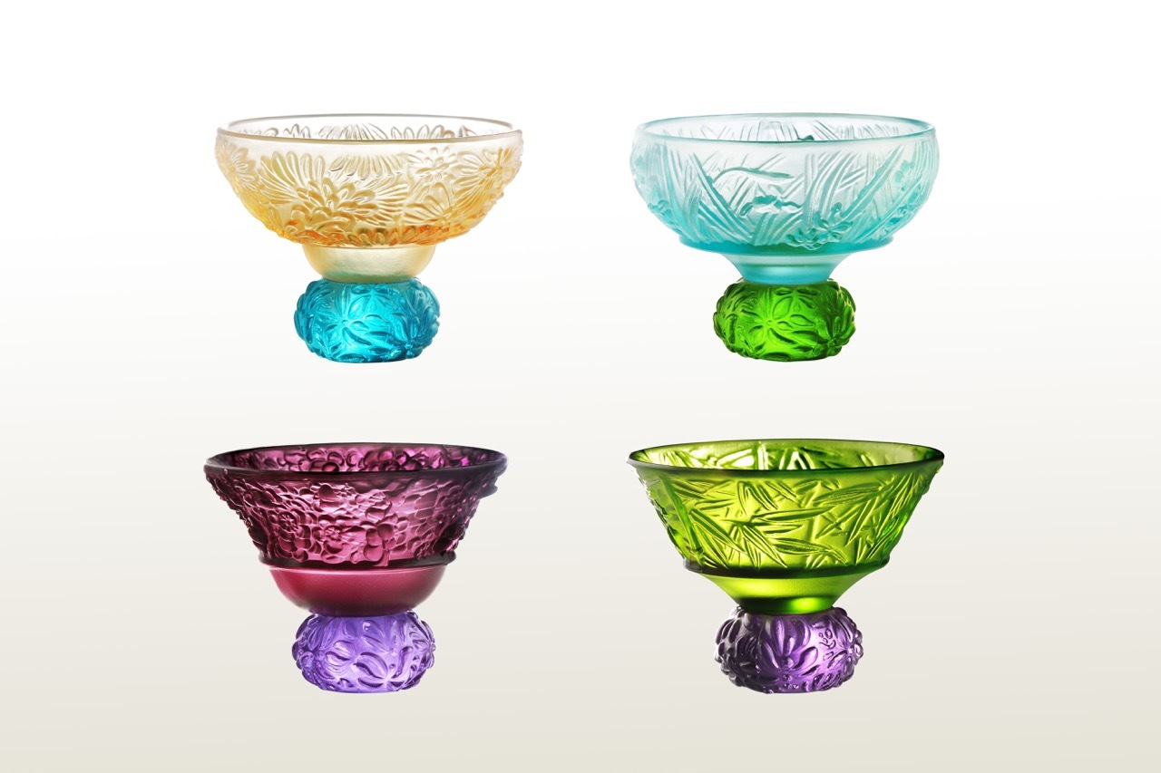 Crystal Sake Glass, Shot Glass (4 Designs), A Drink To Virtue (Set of