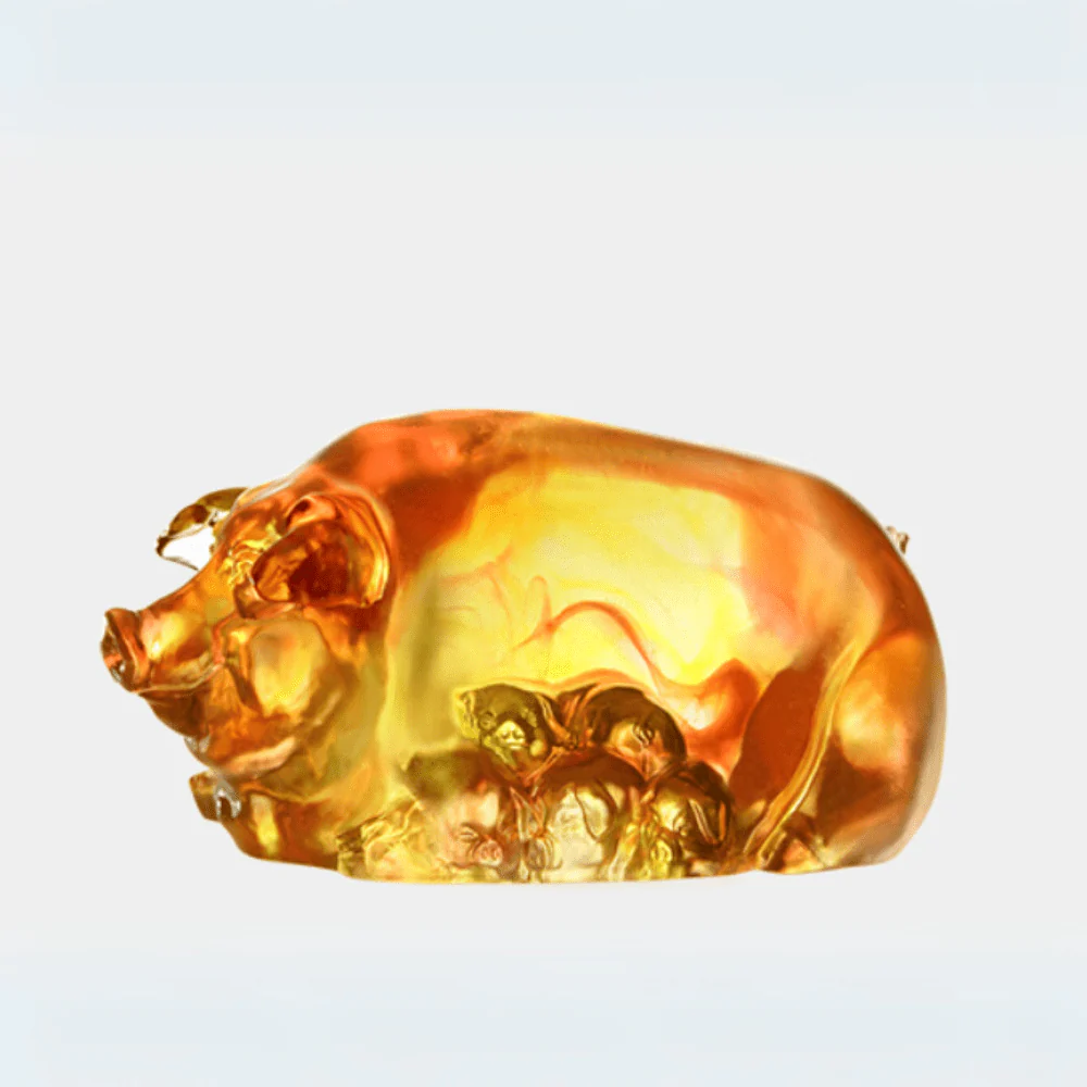 LIULI Crystal Animal, Pig, Smile for a World of Fortune  