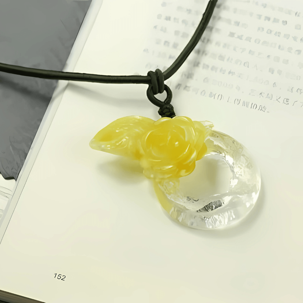 Crystal Pendant, Necklace, Camellia,Singular Elegance