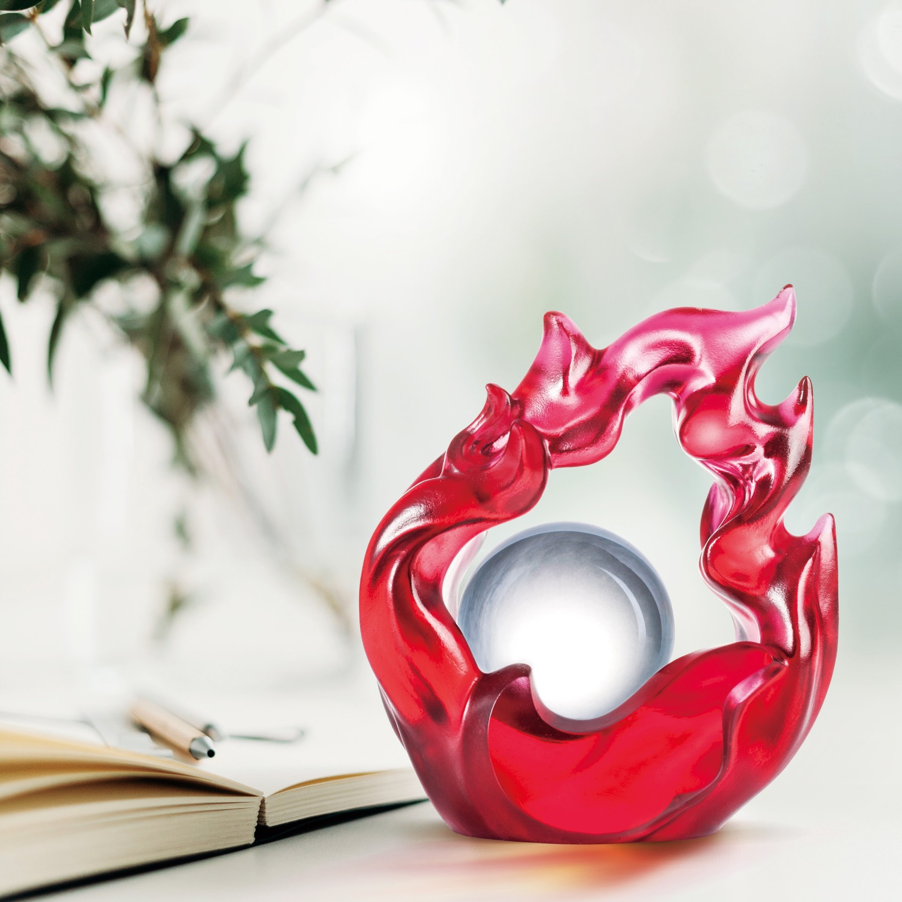 Crystal Desk Decor, Flame, Feng Shui, As The Good World Turns - Glorious Turning of Ruyi 