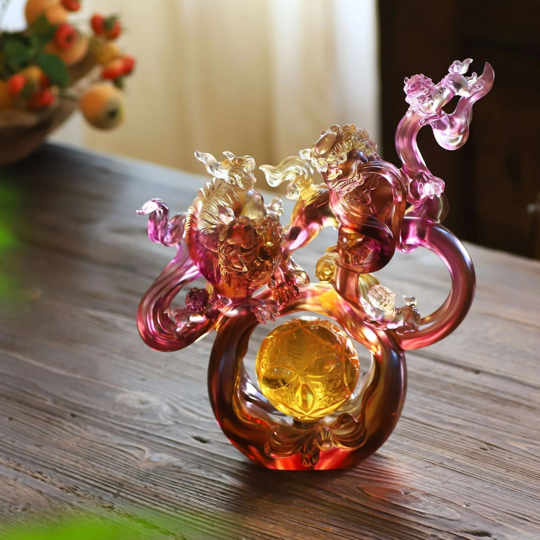 LIULI Foo Dog, Chinese Guardian Lion, Rousing Heaven and Earth to Good Deeds