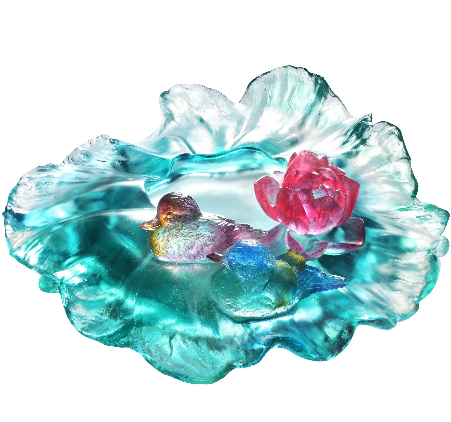 Crystal lotus, pond, mandarin duck, Overflow Of Beauty