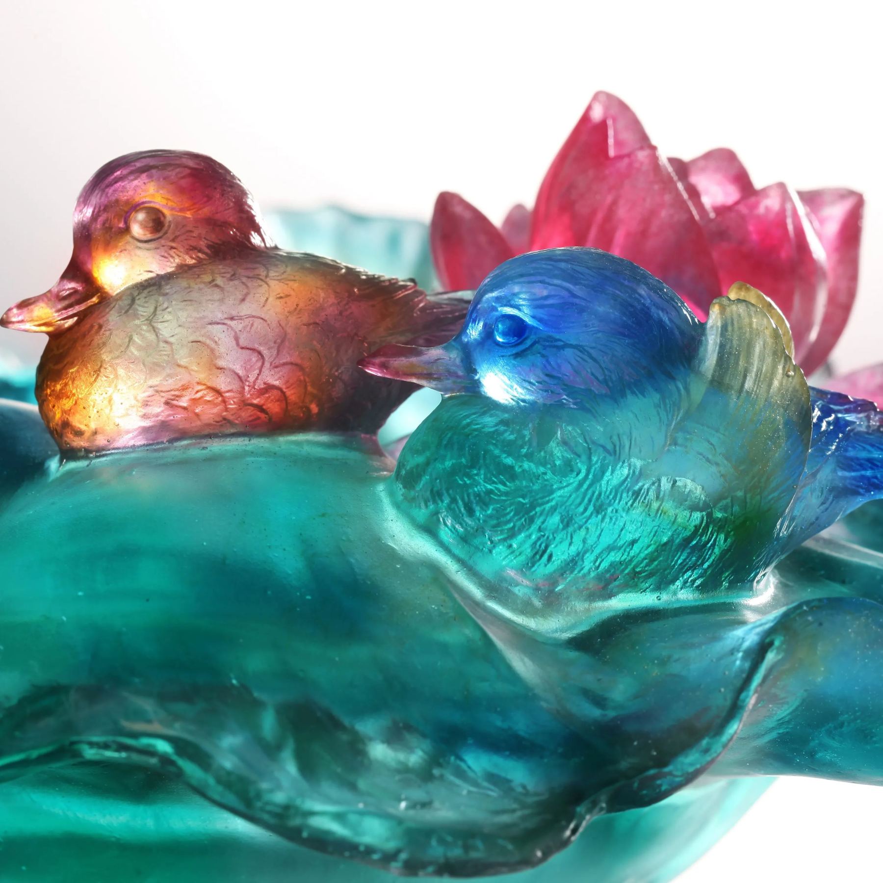 Crystal lotus, pond, mandarin duck, Overflow Of Beauty