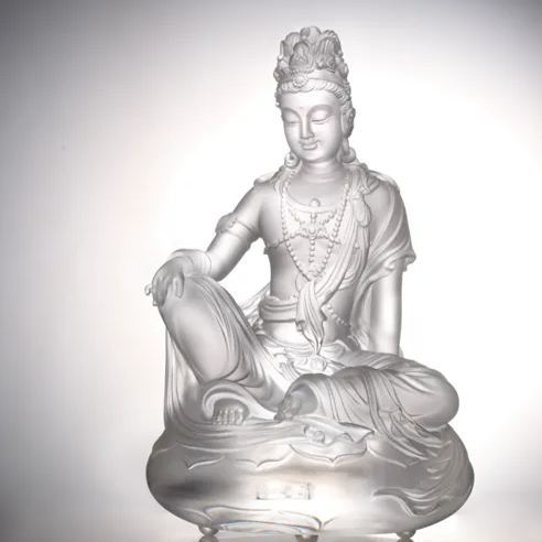 LIULI Crystal Buddha, Guanyin, Water, Moon, Heart of Zen