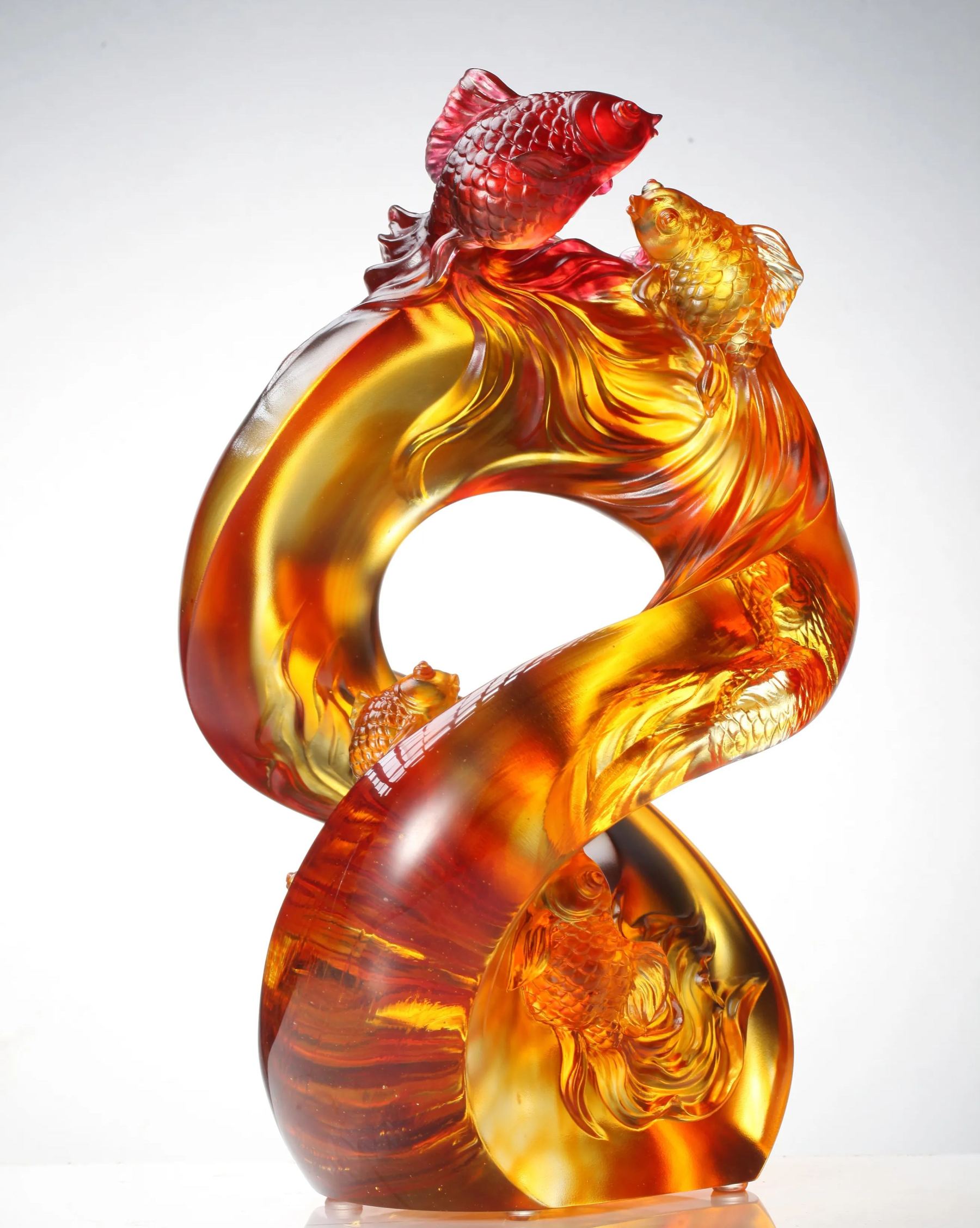 LIULI Crystal Koi Fish Figurine, In Unity