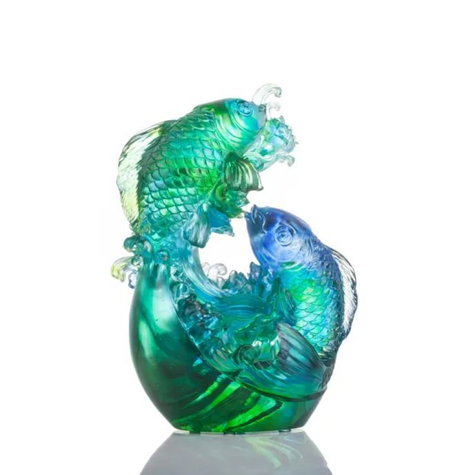 LIULI Crystal Koi Fish Figurine, In Splendor