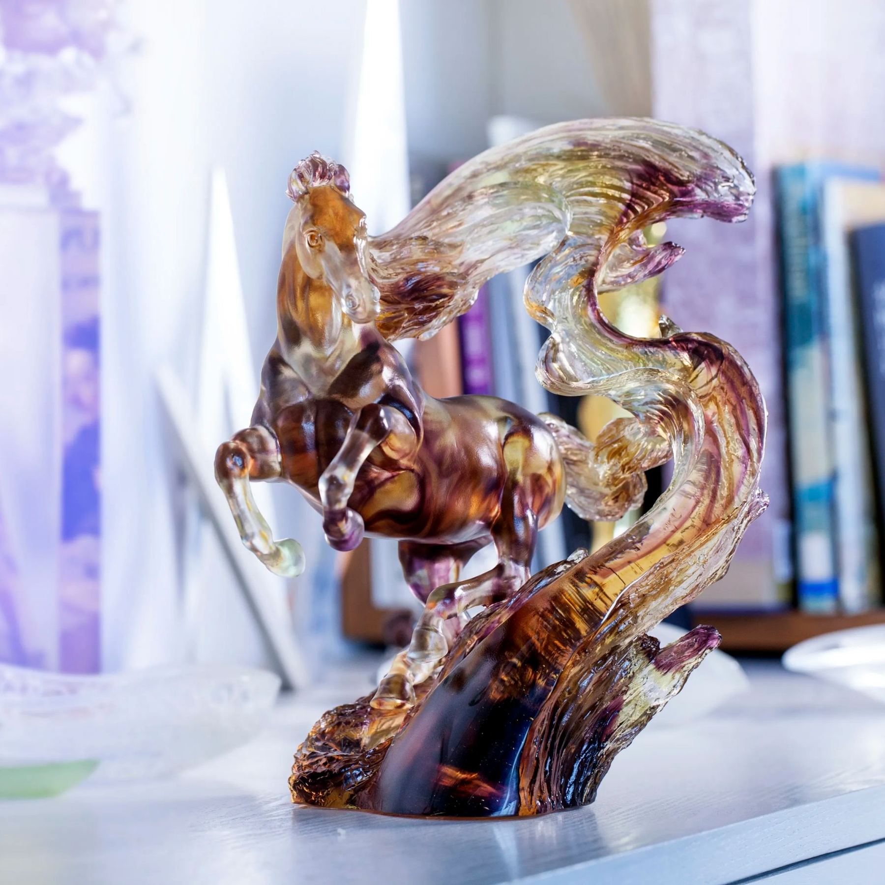 LIULI Crystal Horse Sculpture, Accomplished