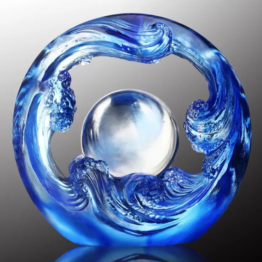 Crystal Feng Shui Art Symbolizing water and the constant flow of riches, Earthly Turning of Ruyi