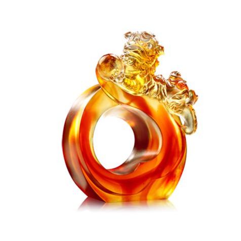 Crystal Foo Dog, Frolicking Lion Welcomes Auspiciousness 