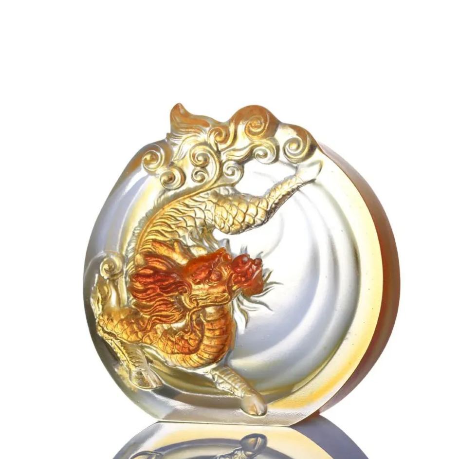 LIULI Crystal Art, Mythical Creature, Qilin ,Sun Dance
