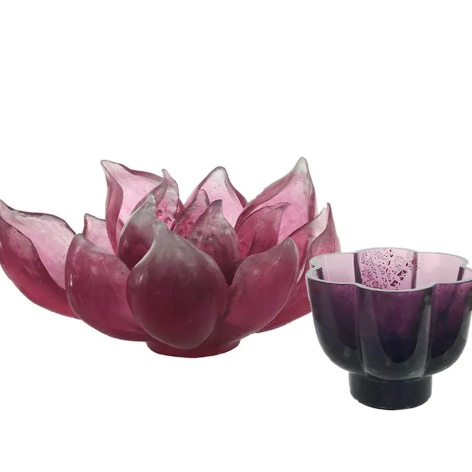 LIULI Crystal Lotus, Vase, Fiery Red: Lotus Flower 