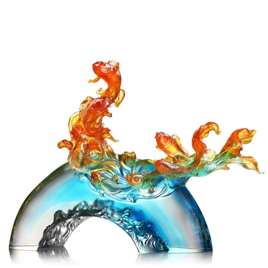 LIULI Crystal Fish, Carp Fish, Becoming Dragon 
