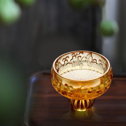 Crystal Sake Glass, Shot Glass (Set of 2), Always the Right Time - Loquat