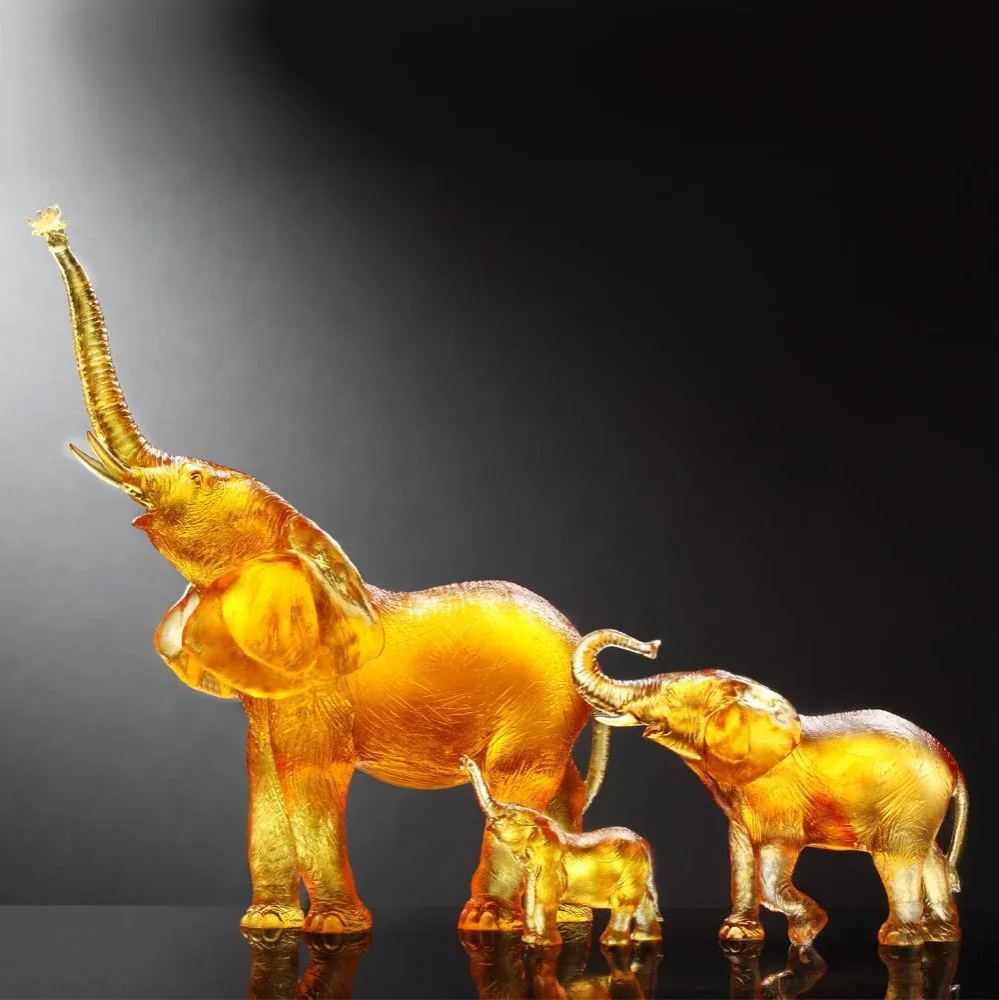 Crystal Animal, Elephant, Golden Life Power