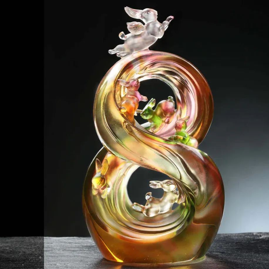 LIULI Crystal Rabbit Zodiac - Ascending Road of Splendor