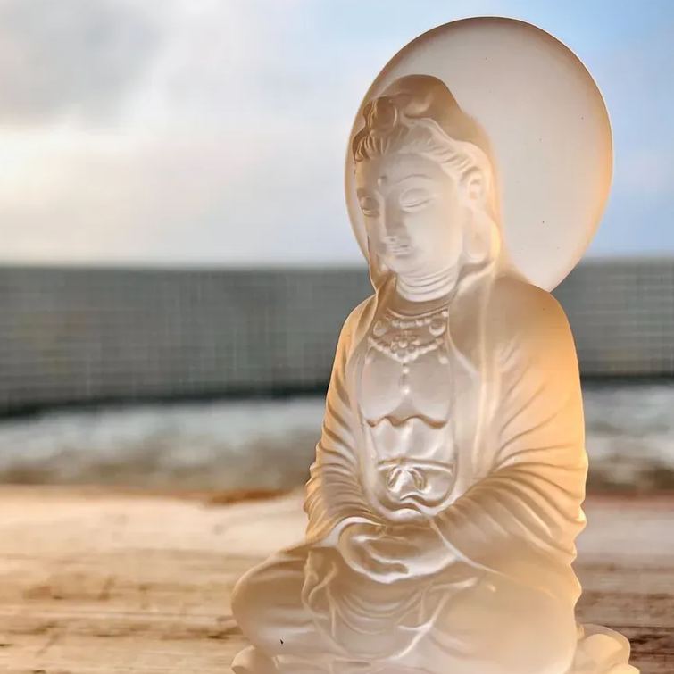 LIULI Crystal Buddha, Guanyin, Accompanied By Ease