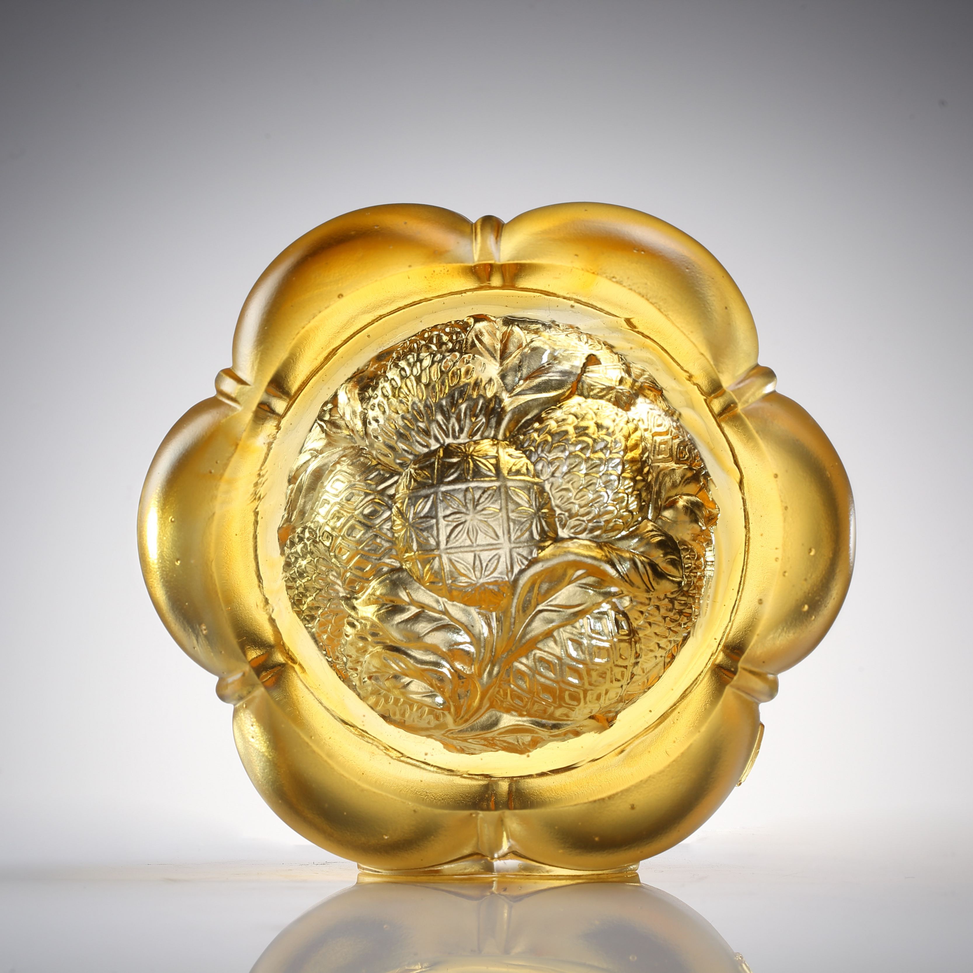LIULI Crystal Pumpkin, Auspiciousness in Gold 