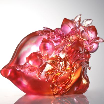 LIULI Crystal Peach, Blessings in the Spring Breeze 