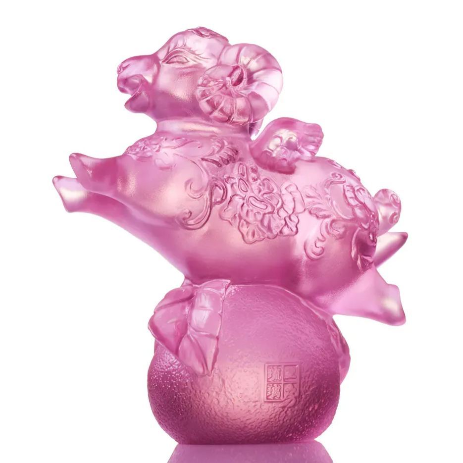 LIULI Crystal, Goat Sculpture, With Wings, I Soar