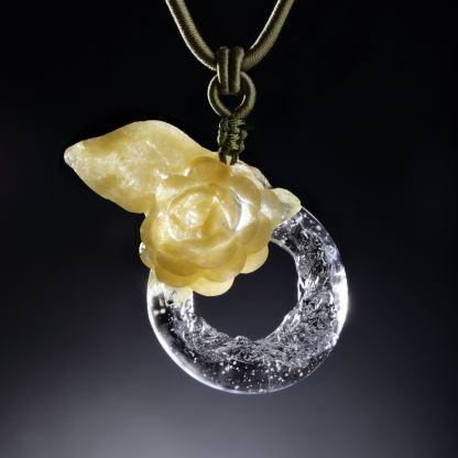 Crystal Pendant, Necklace, Camellia,Singular Elegance