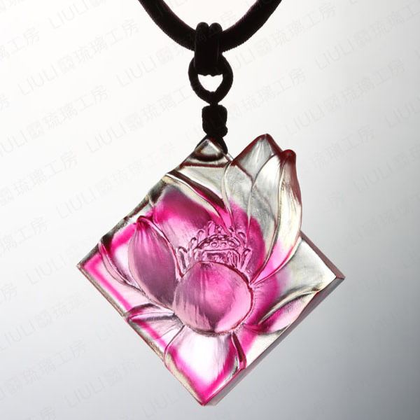 Crystal Pendant, Necklace, Lotus, With the Lotus Comes Happiness 