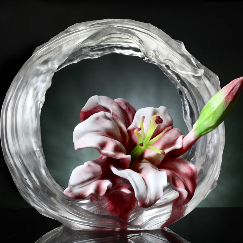 LIULI Crystal Flower, Lily, Bloom of a New World 