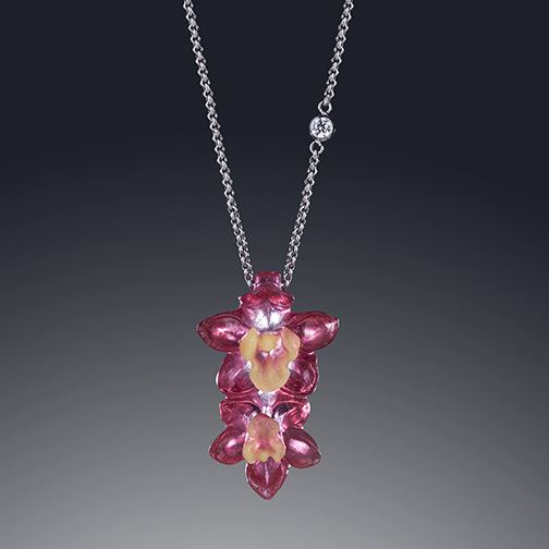 LIULI Crystal Flower, Orchid, Mirrored Orchid 