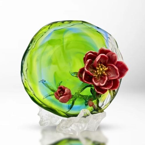 LIULI Crystal Flower, Peach Blossoms, March 