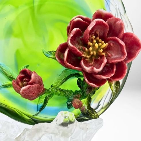 LIULI Crystal Flower, Peach Blossoms, March 