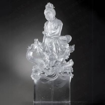 LIULI Crystal Buddha, Guanyin, Dragon, Enlightened by the Auspicious Dragon