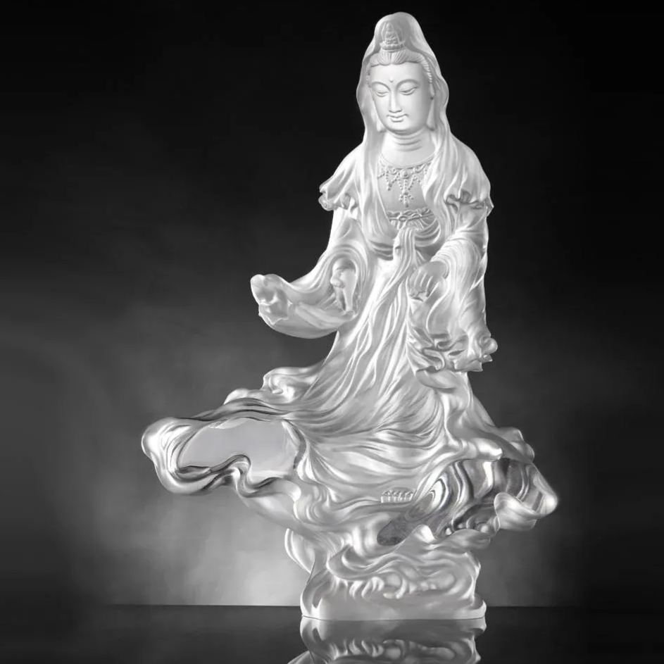 LIULI Crystal Guanyin, Light exists because of love-Rain of Truth, a Compassionate Heart 