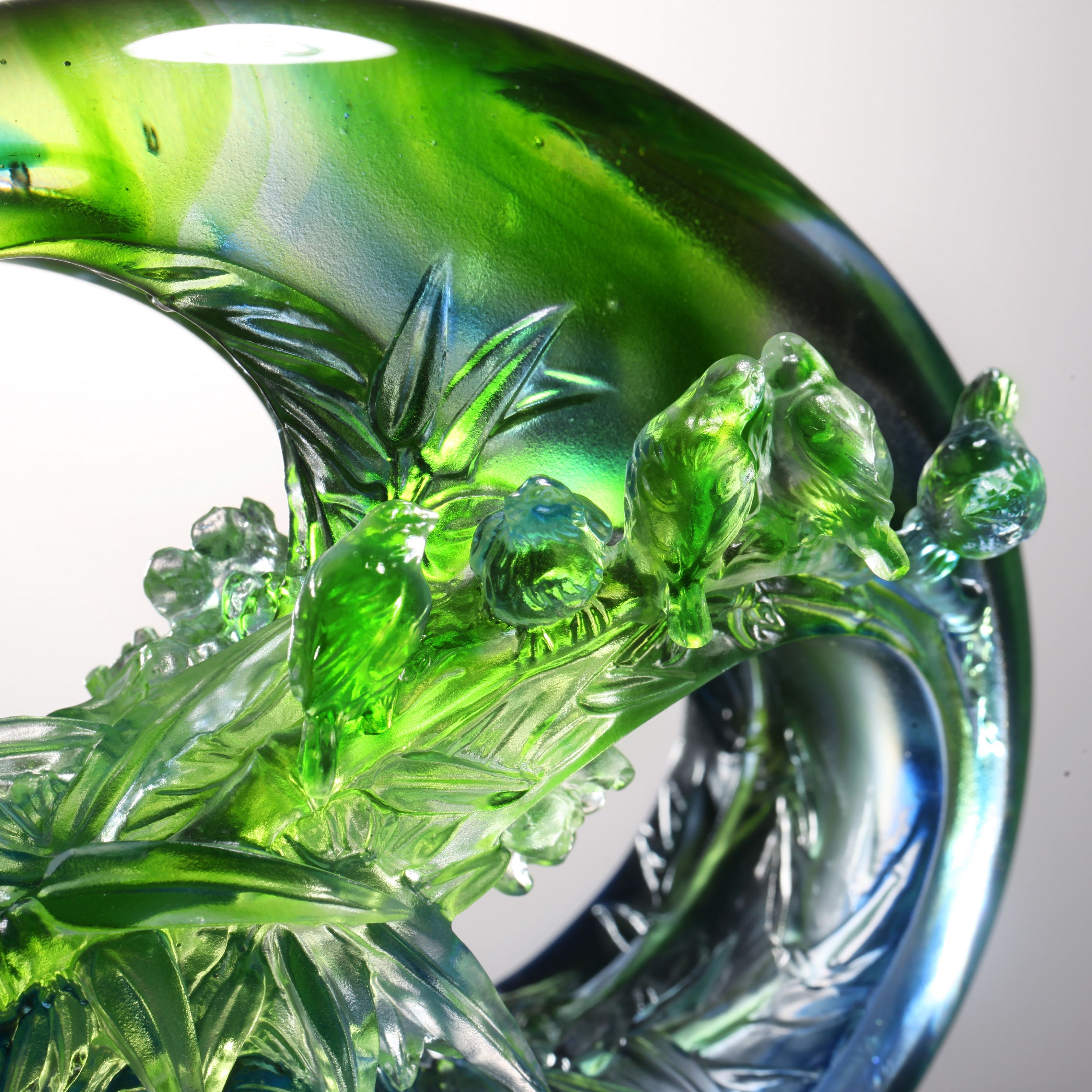 LIULI Crystal Bamboo, Plum, and Bird, A Match Made in Heaven 