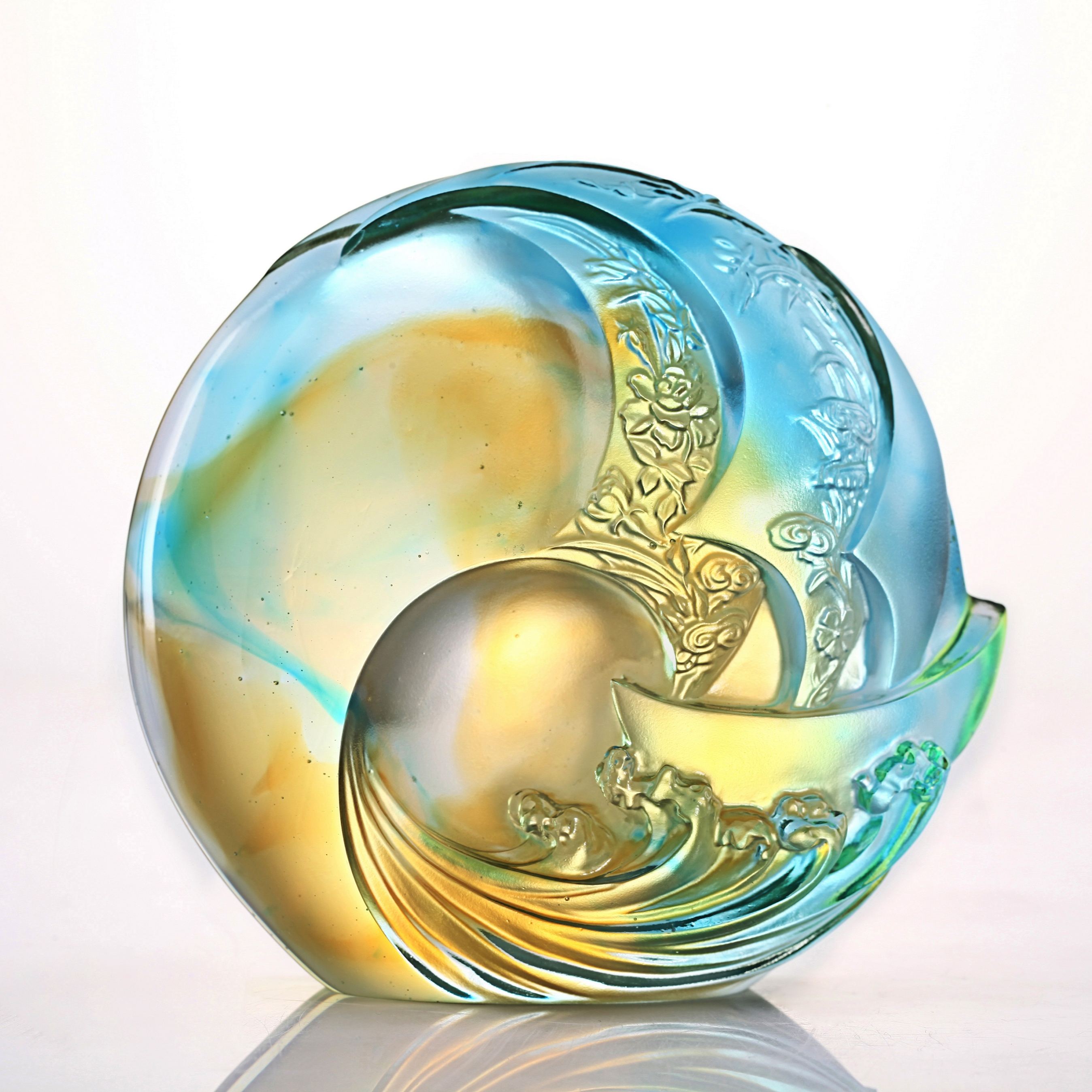 LIULI Crystal, Sailing boat, Waves, Sun, Smooth Sailing 